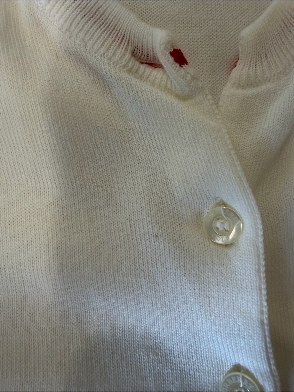 Burberry Golf White Button-Up Cardigan with Red Trim - Picture 8 of 14